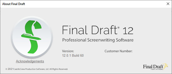 Final Draft 12.0.1 Build 60