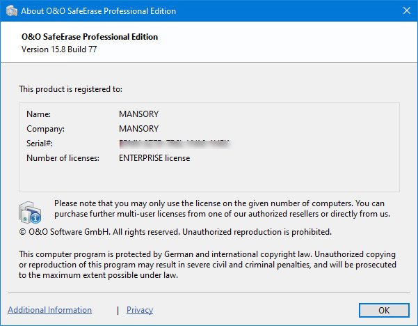 O&O SafeErase Professional 15.7 Build 77