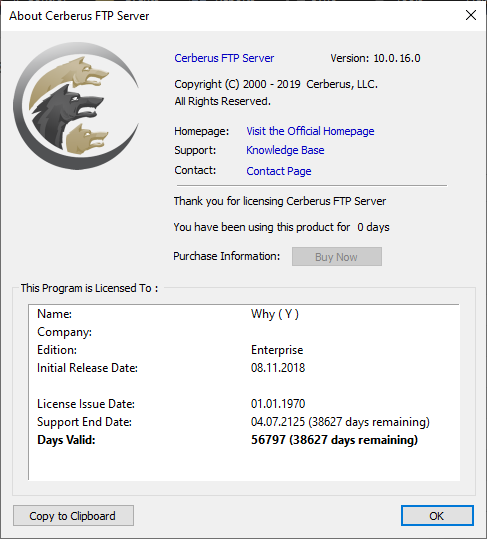 Cerberus FTP Server Enterprise 10.0.16.0