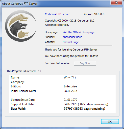 Cerberus FTP Server Enterprise 10.0.0.0