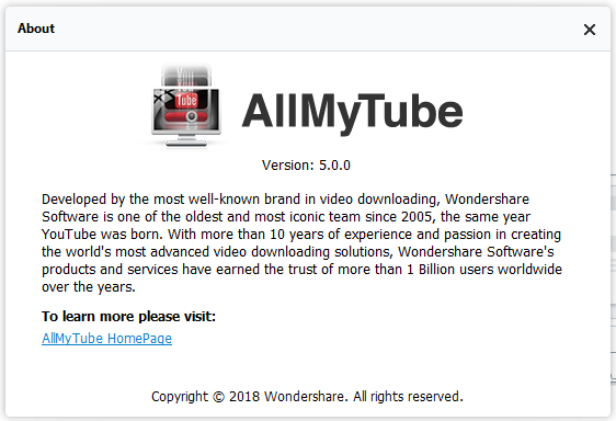 Wondershare AllMyTube 5.0.0.3