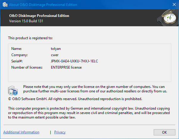 O & O DiskImage Professional 15.0.131