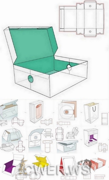 Разные коробки, упаковка, выкройки