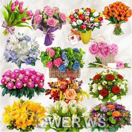 Подборка клипарта букетов цветов на прозрачном фоне