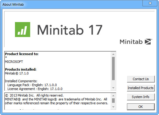 Minitab 17.1.0