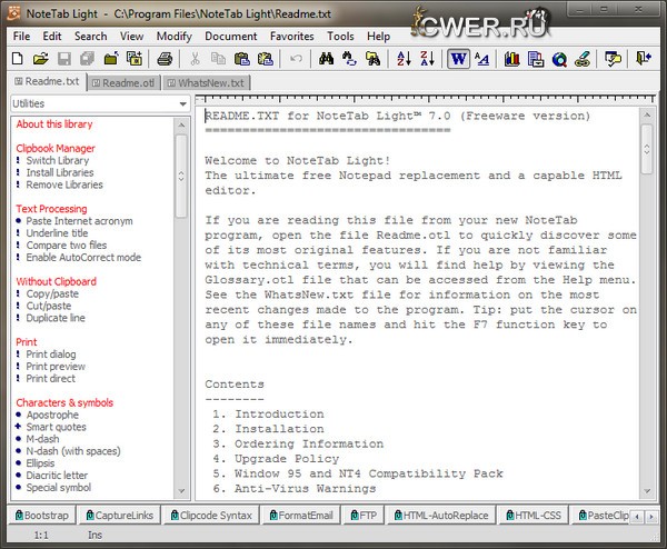 NoteTab Light 7.0